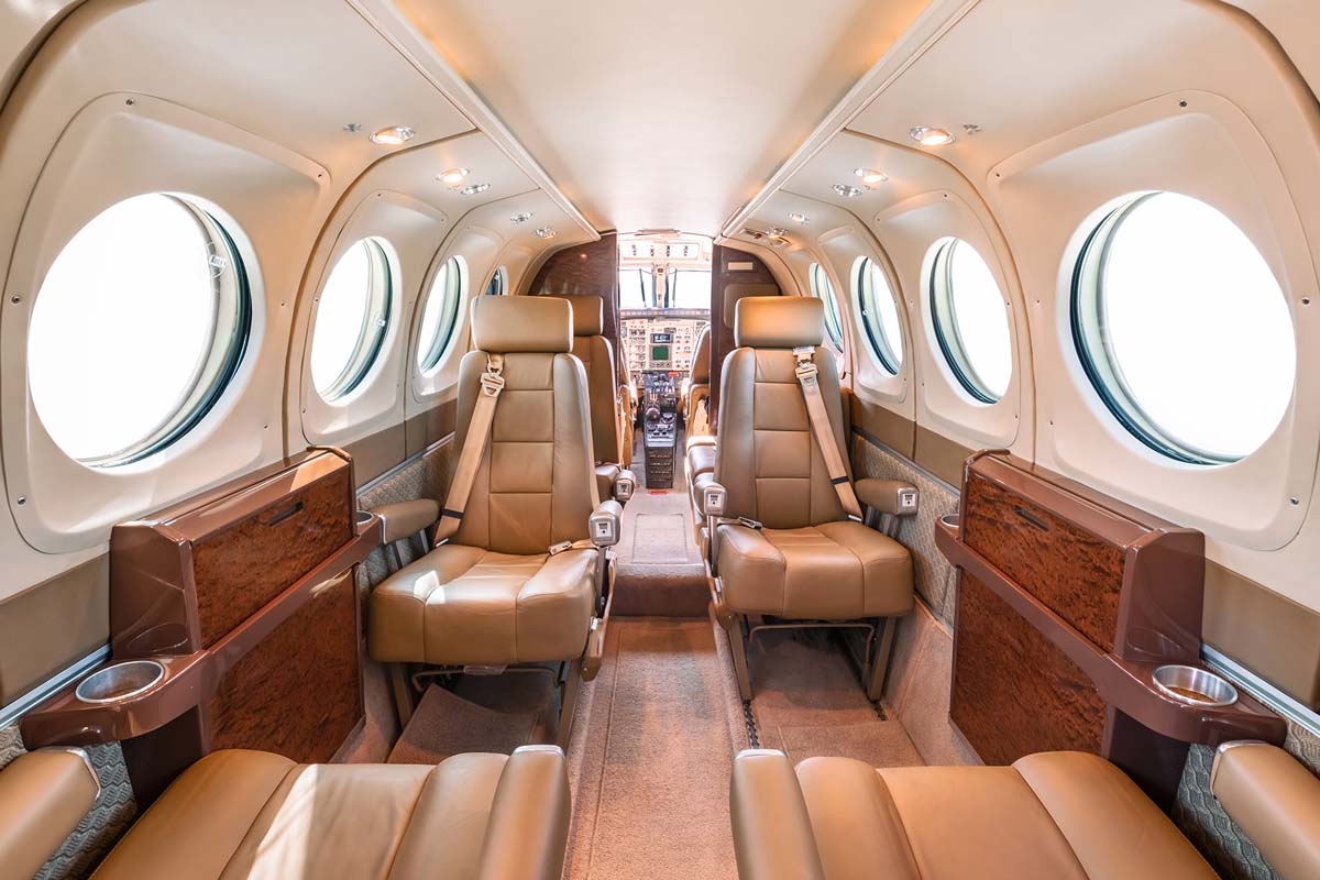 Beechcraft King Air 100 cabin for Colorado charter