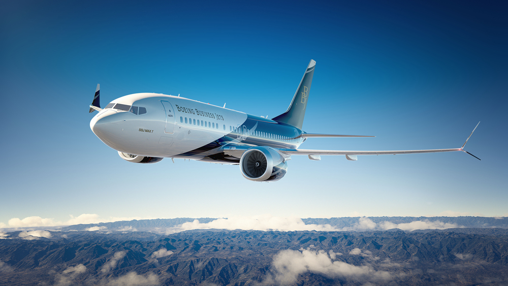 Boeing Business Jet (BBJ) cabin for Colorado charter